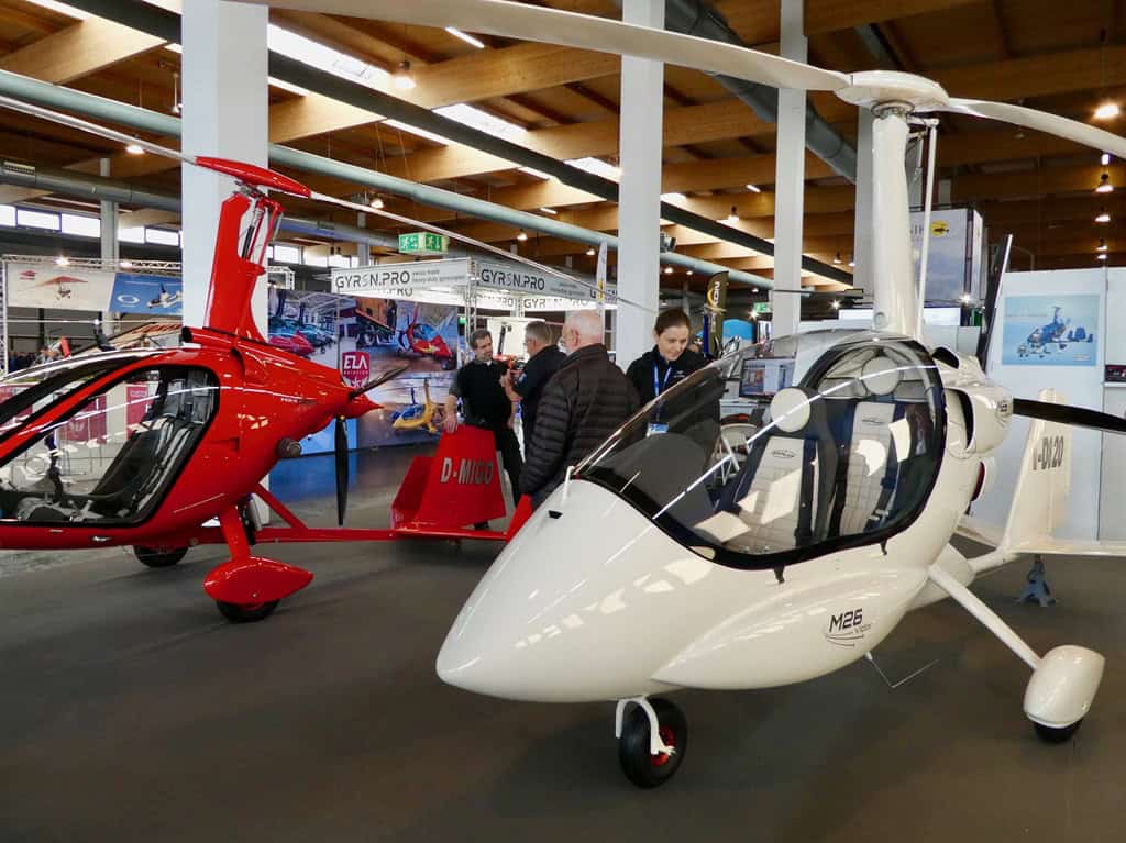 Gyrocopters for sale in a showroom