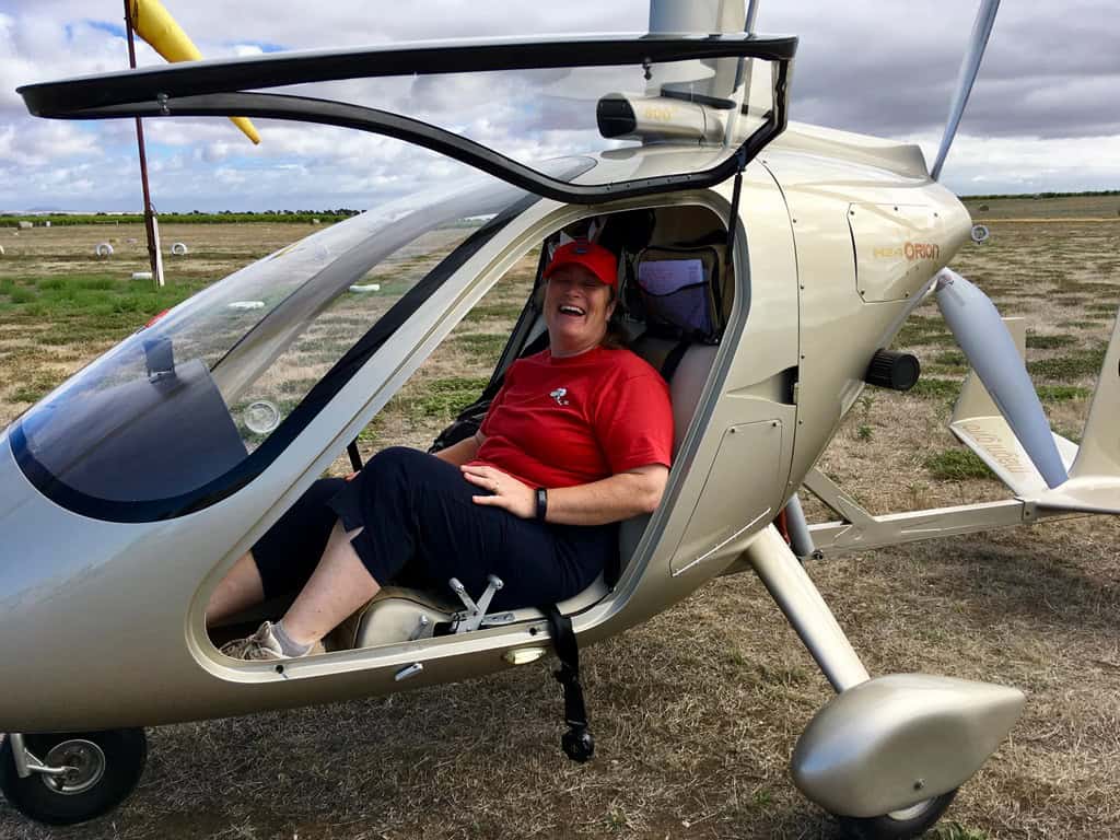 A happy customer after flying the gyrocopter